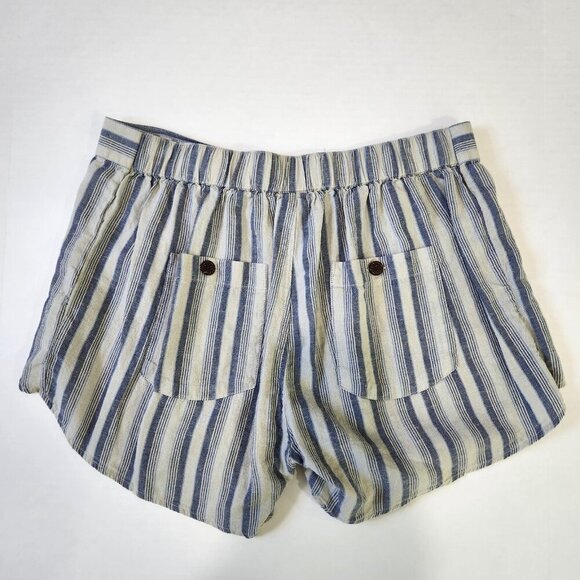 Patagonia Garden Island Shorts Womens M Gray Blue Stripe Wrap Tie Front Gorpcore - Picture 2 of 7